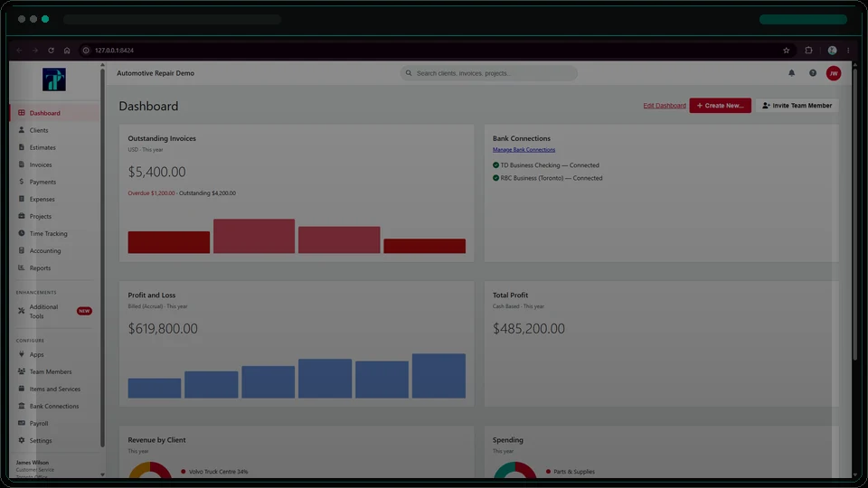 Automotive Repair Demo — dashboard
